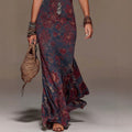 Hanging neck women's lace deep V sleeveless slim fit Bohemian dress