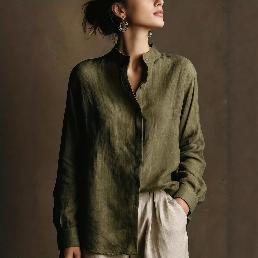 Collar loose long sleeved shirt