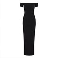 Pure Seductive Off-Shoulder Dress , Bodycon Fitted Waist-Cinching Long Dress for Date Night,