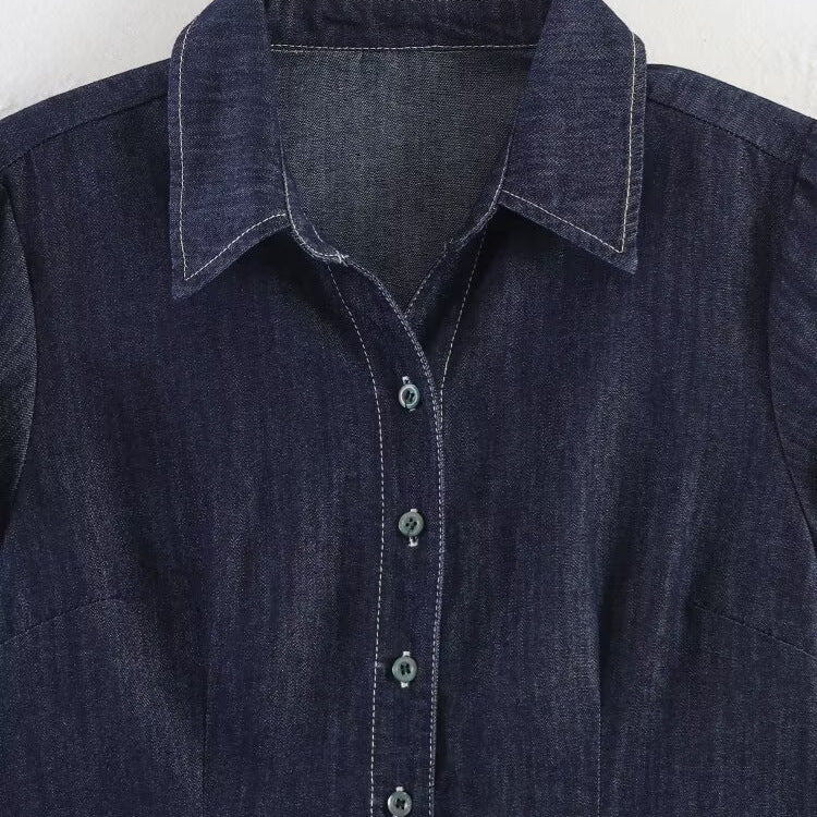 Casual versatile denim short sleeved top
