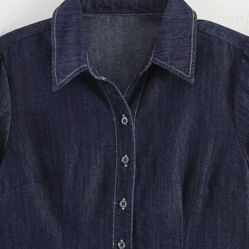 Casual versatile denim short sleeved top
