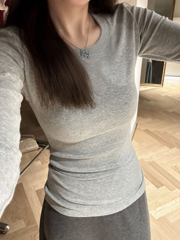 Layered Slim Fit Round Neck Versatile T-Shirt for Women