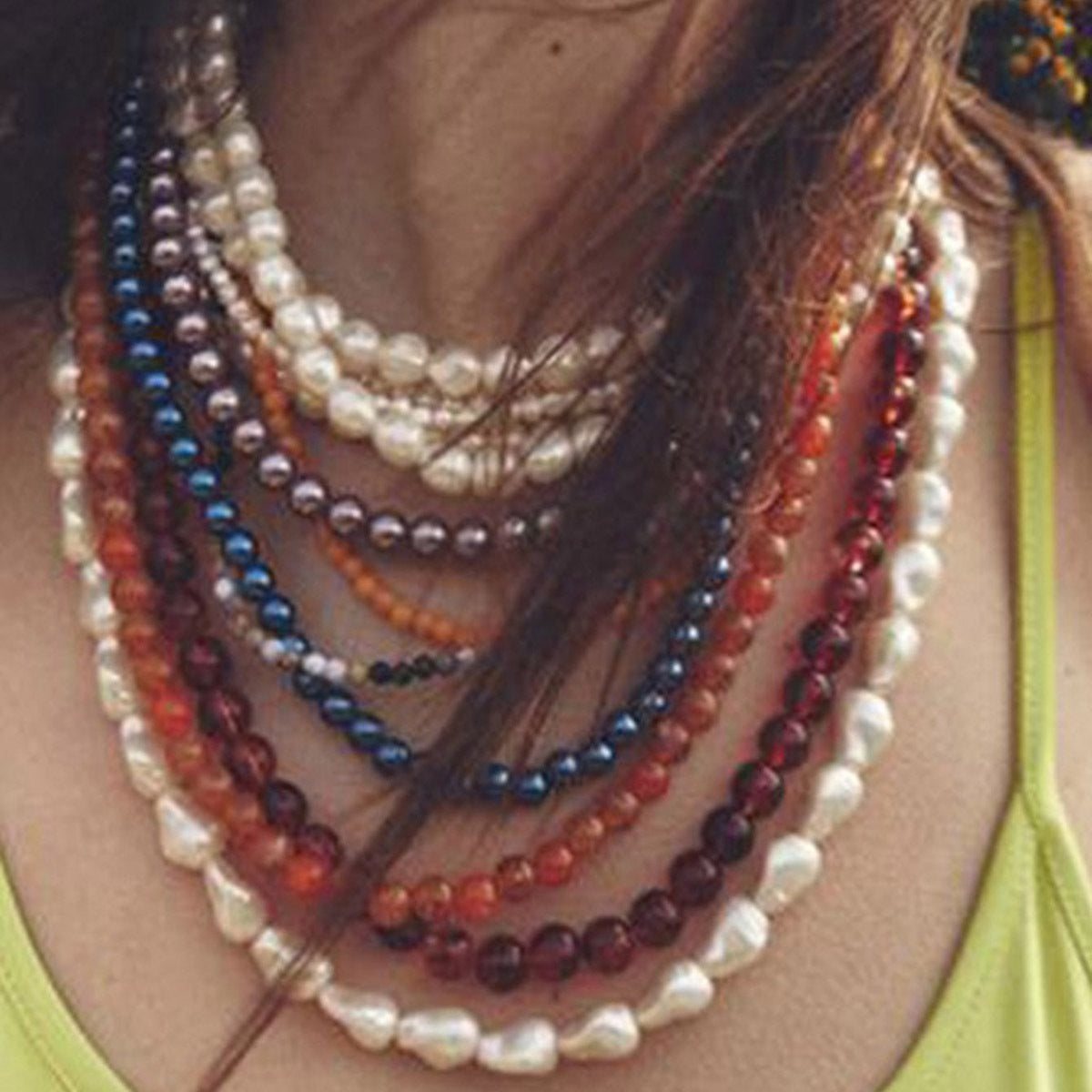 Simia multi-layer bead exaggerated imitation pearl design women's necklace Baroque retro