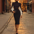Elegant High Neck Sheath Dress with Side Slit Summer Fashion Dress