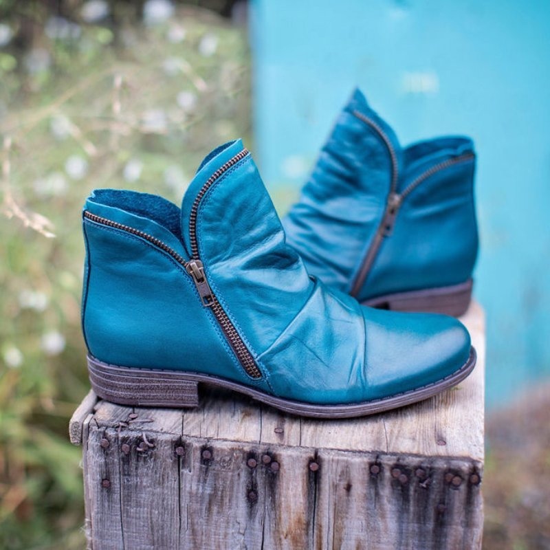 Autumn and winter new Europe and the United States hot selling thick heel double zipper ankle boots for women Martin boots