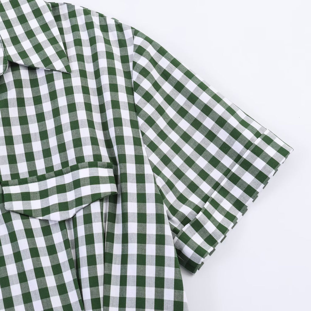 Retro commuting style shirt style dress