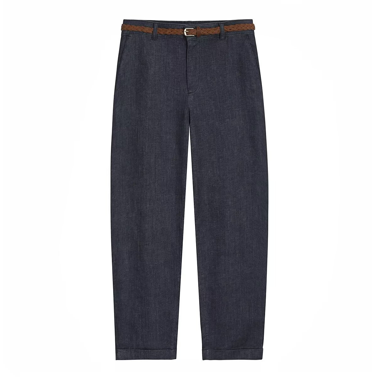Street woven waistband casual straight leg pants