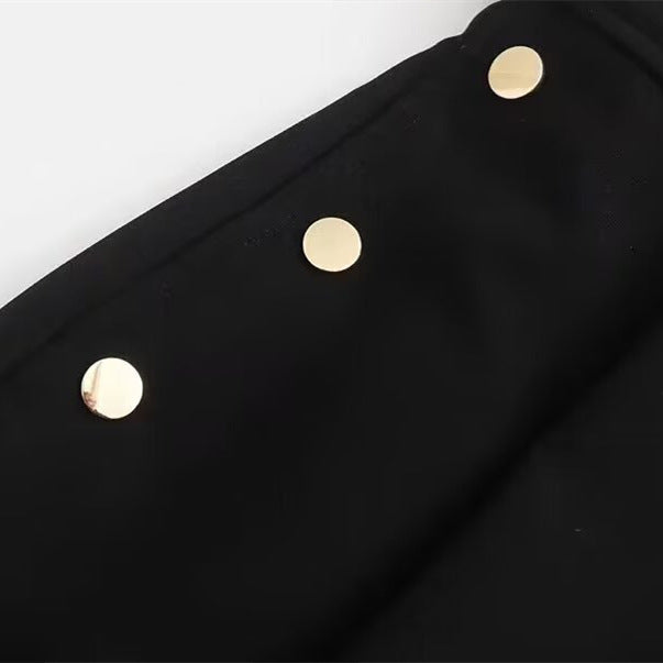 Black casual high waisted button shorts