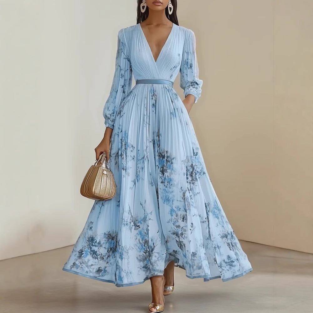 Long sleeved V-neck dress