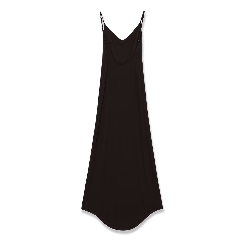Versatile backless crepe fabric long camisole dress