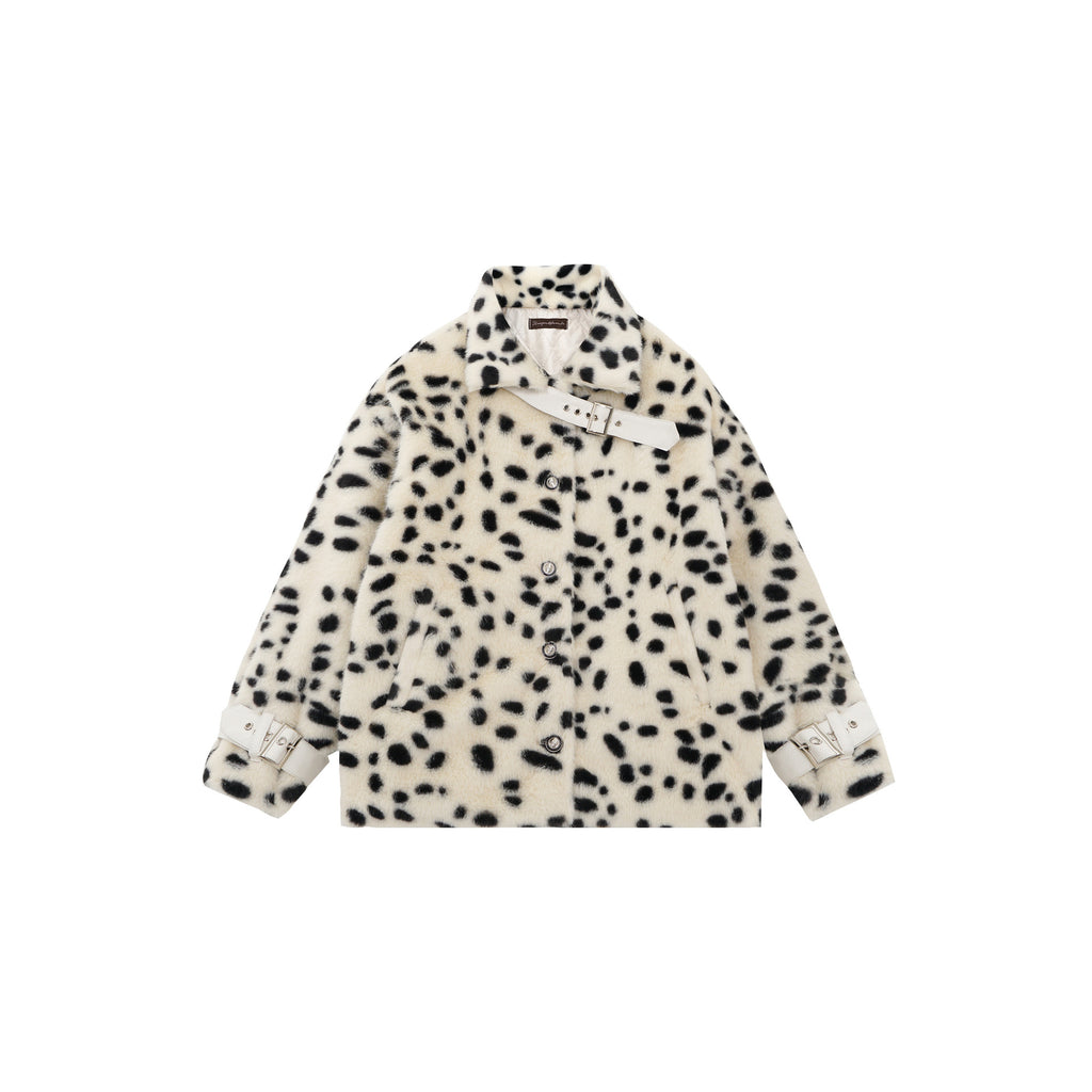 Leopard print lamb wool cotton jacket for women