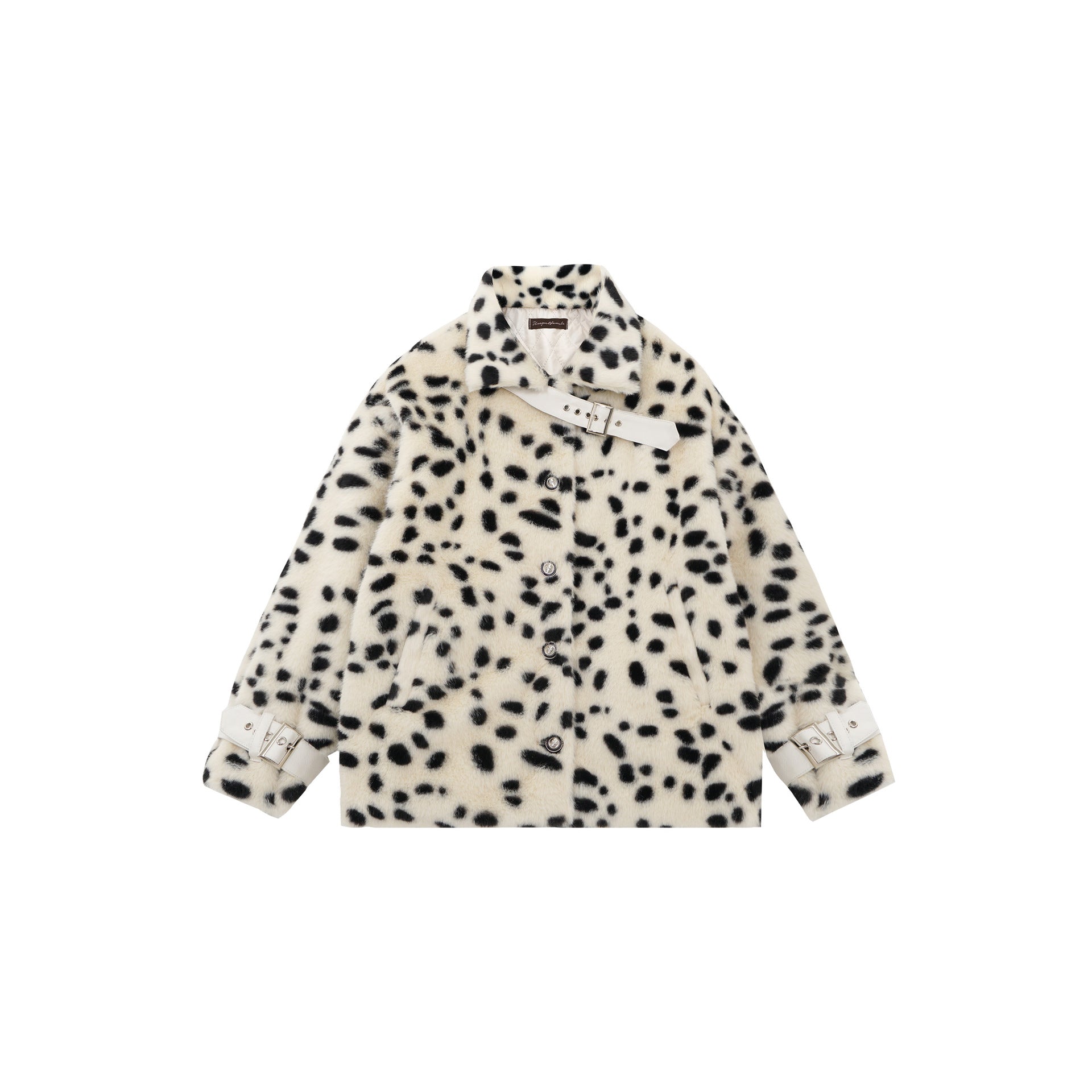 Leopard print lamb wool cotton jacket for women