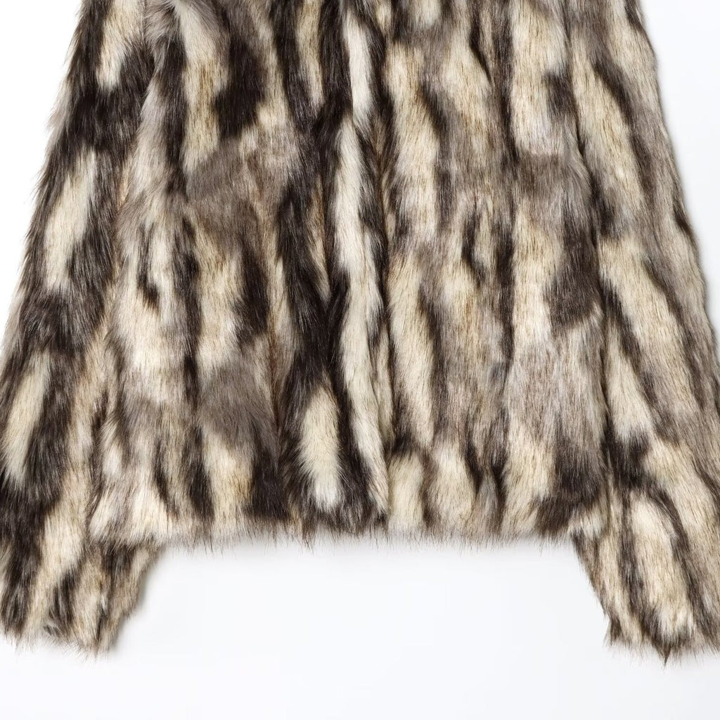 Artificial fur effect coat jacket