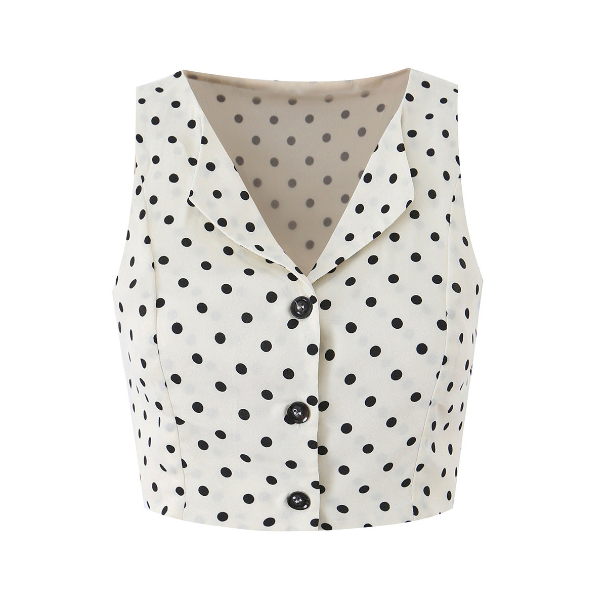 Chic Polka Dot Blouse Vest and A-Line Skirt Set for Women  Sleeveless Top with High-End Feel