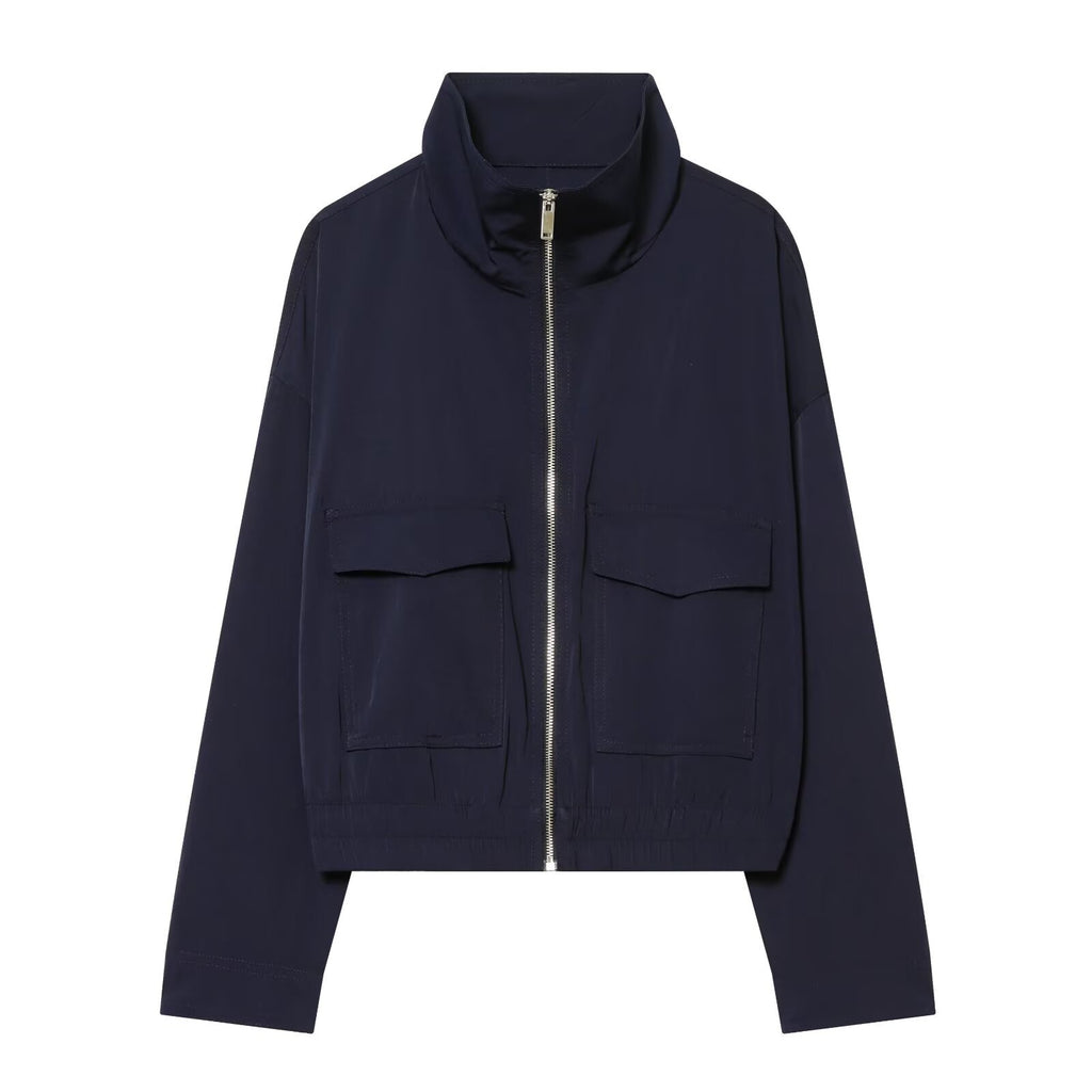 Women's flip pocket stand up collar jacket