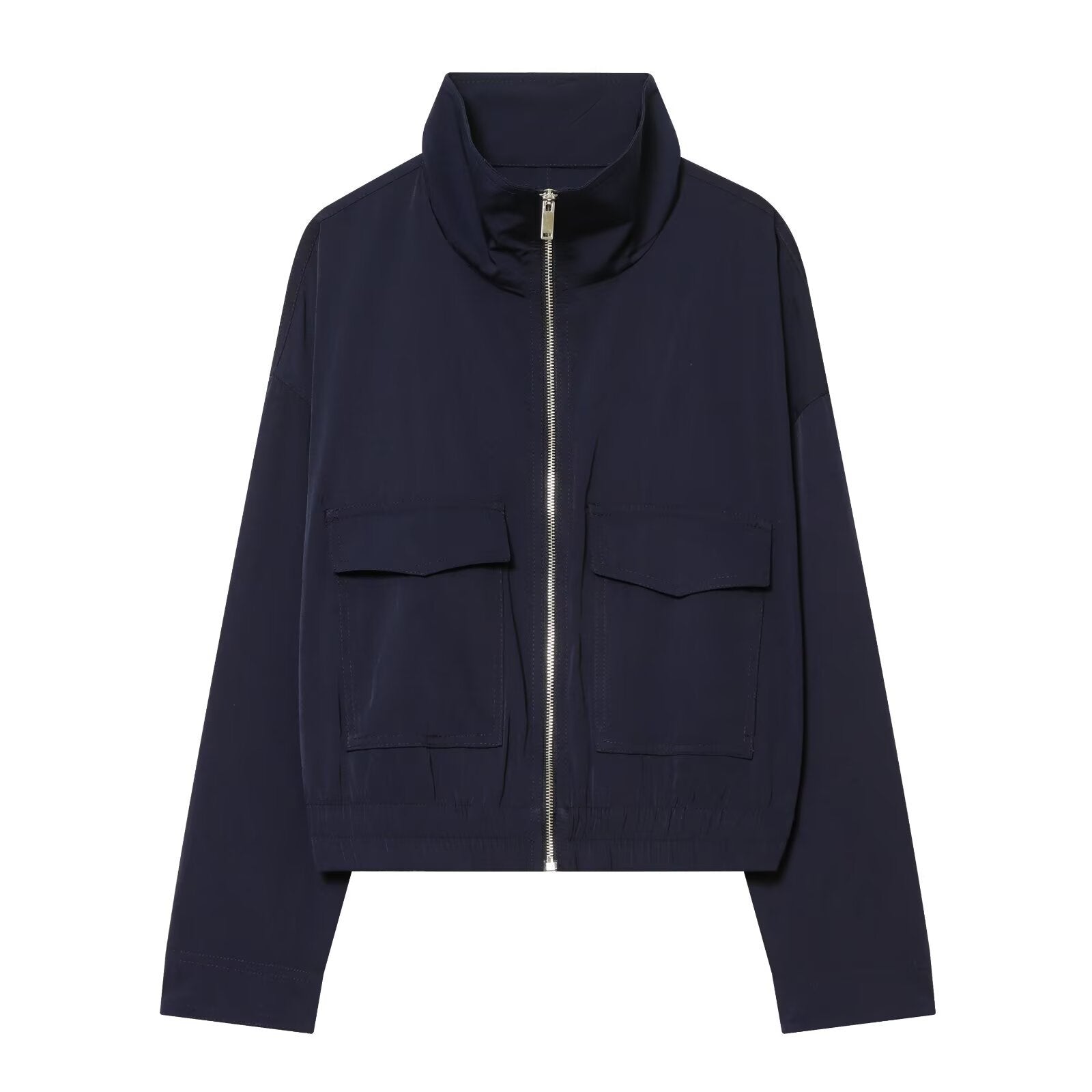 Women's flip pocket stand up collar jacket