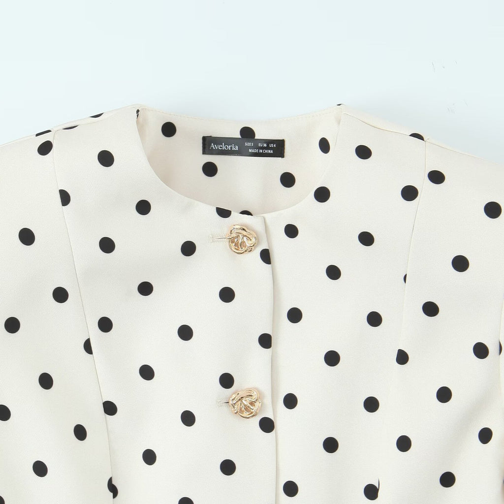 Style Women's Single-Button Polka Dot Irregular Button Coat
