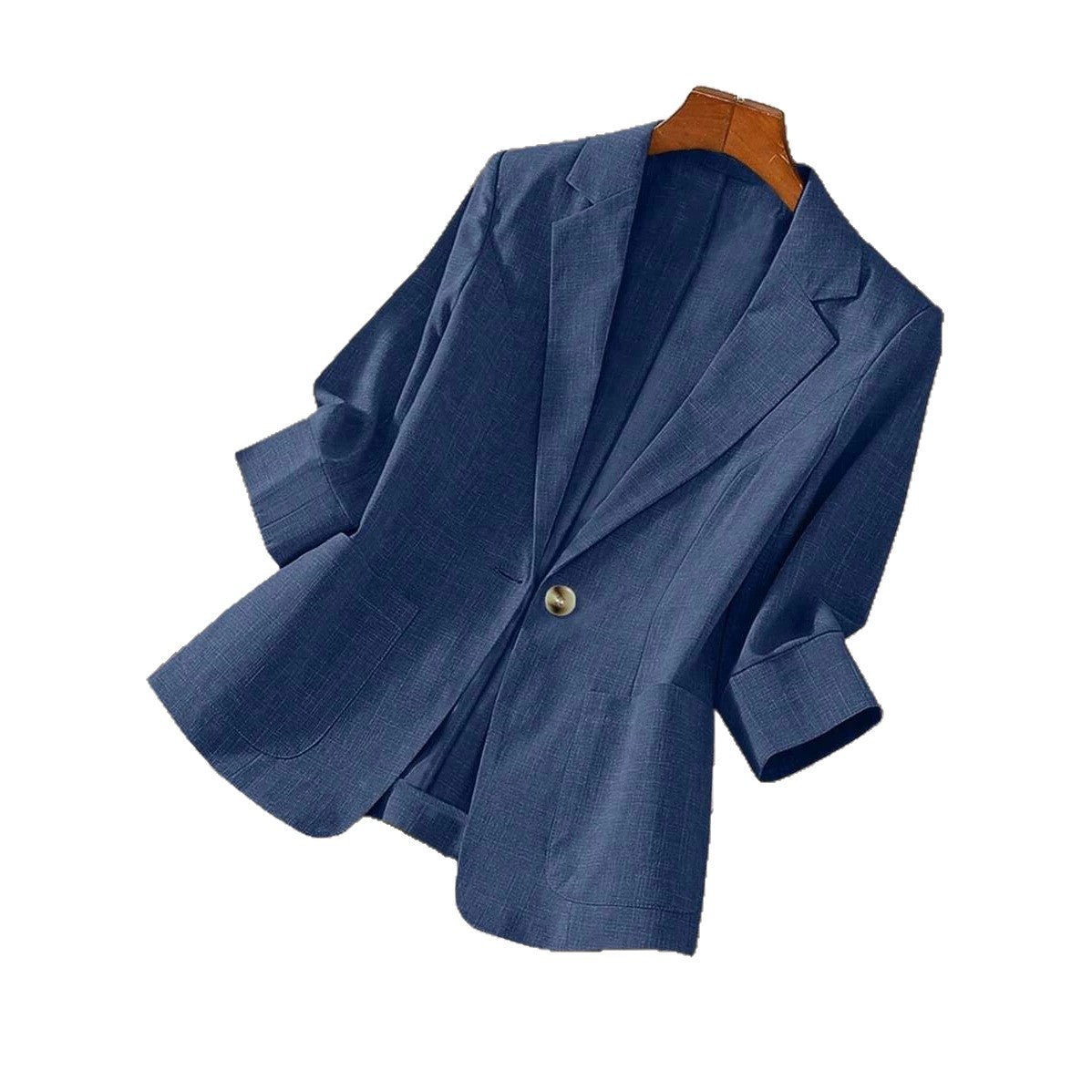 Solid color pocket small suit jacket women's button up top