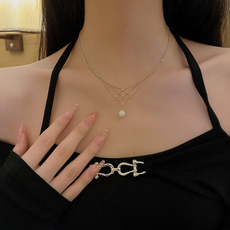 Colorful Pearl Lace Necklace Women's Multi-Layer Necklace Clavicle Chain
