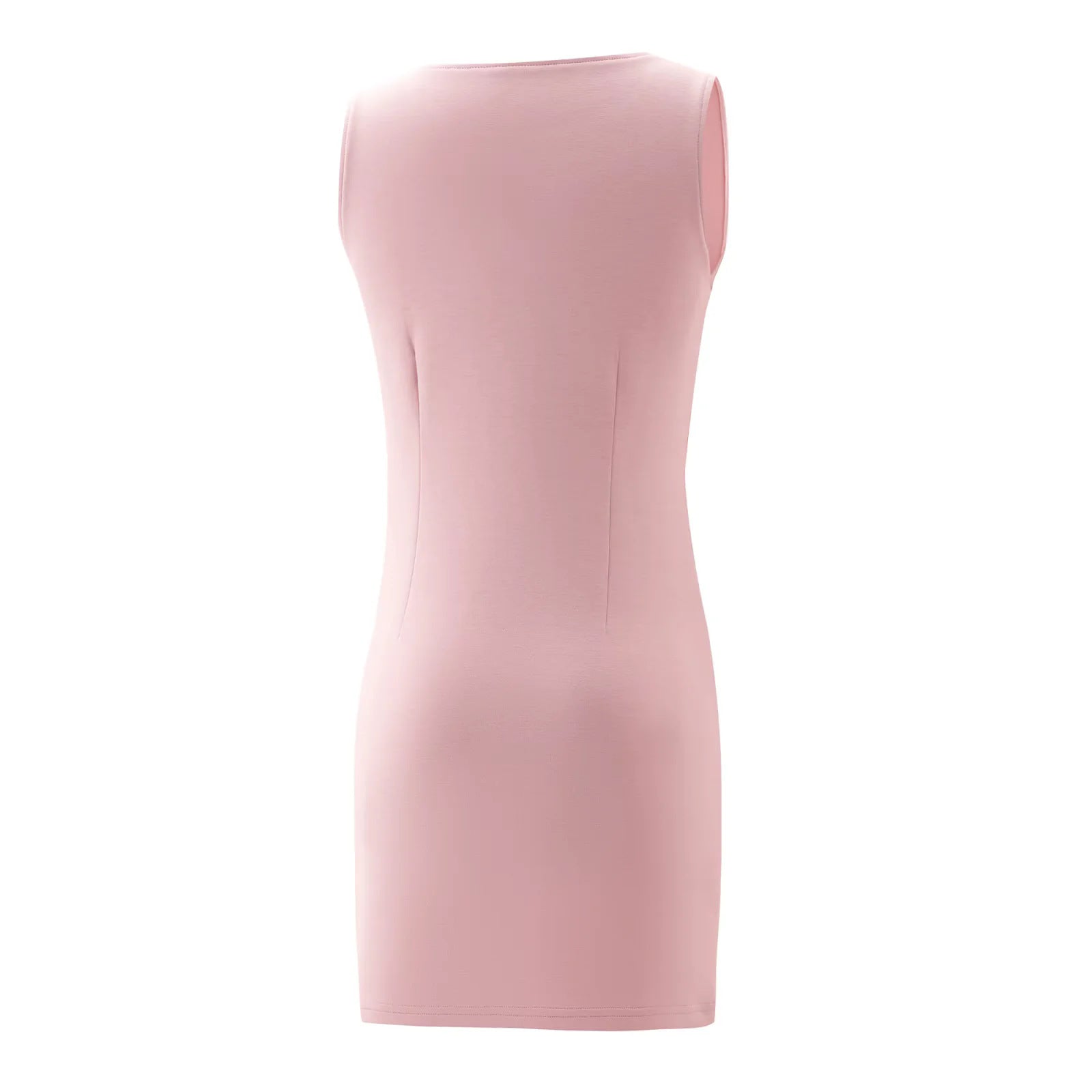 Sleeveless Bodycon Dress for Women with Belt, Fitted Waist, Retro Style, Short Mini