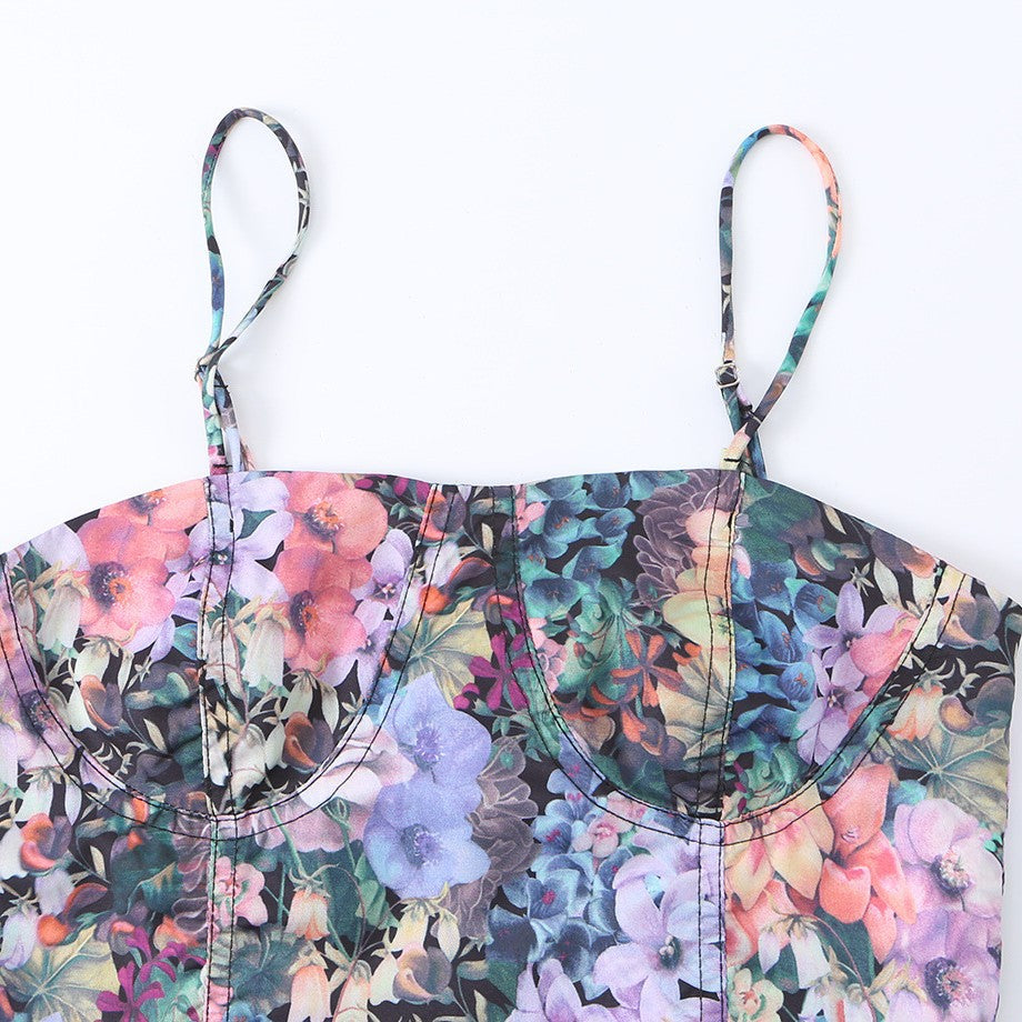 Floral Corset Strap Top for Women,, Wearable Inner Layer or Outerwear,