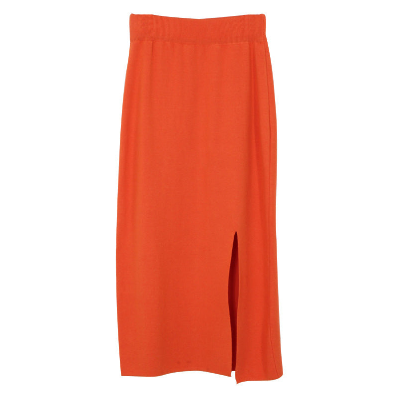 Slim fit split half skirt