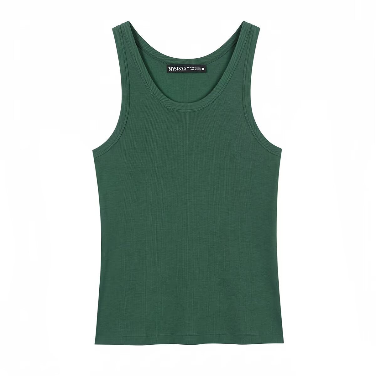 Summer sleeveless round neck ribbed top