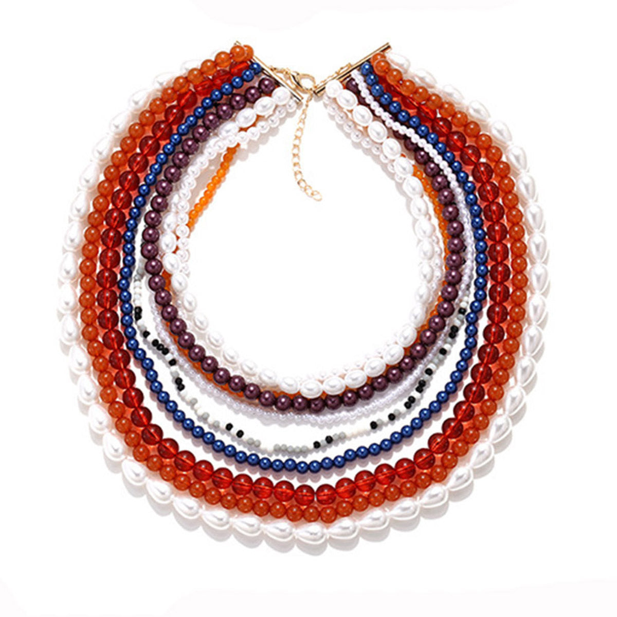 Simia multi-layer bead exaggerated imitation pearl design women's necklace Baroque retro