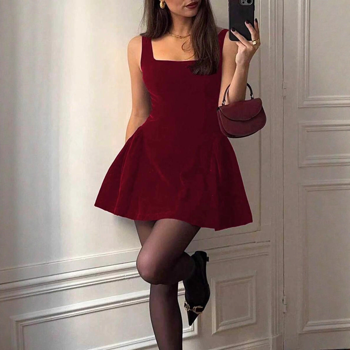 Elegant  Date Dress Velvet Strapless Dress