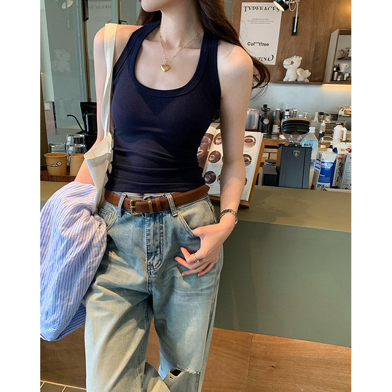 Sexy Fitted Ribbed Stretch Halter Top for Women