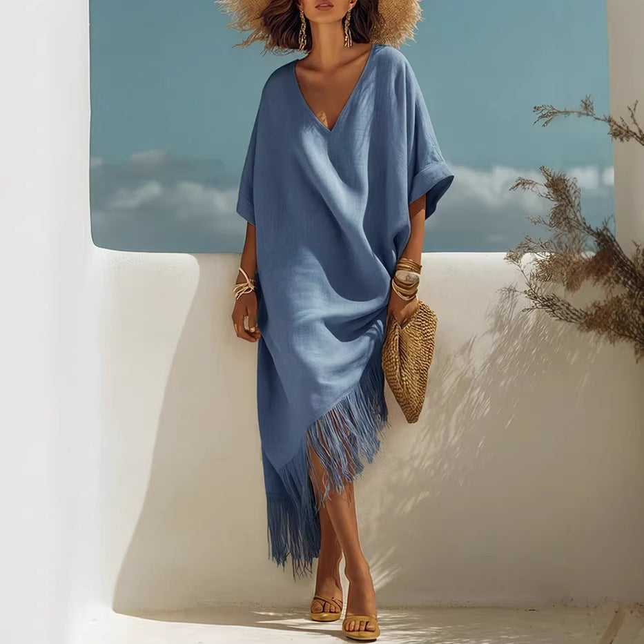 New Casual Beach Travel TK Comfortable Fringe V-neck Sexy Atmosphere Dress