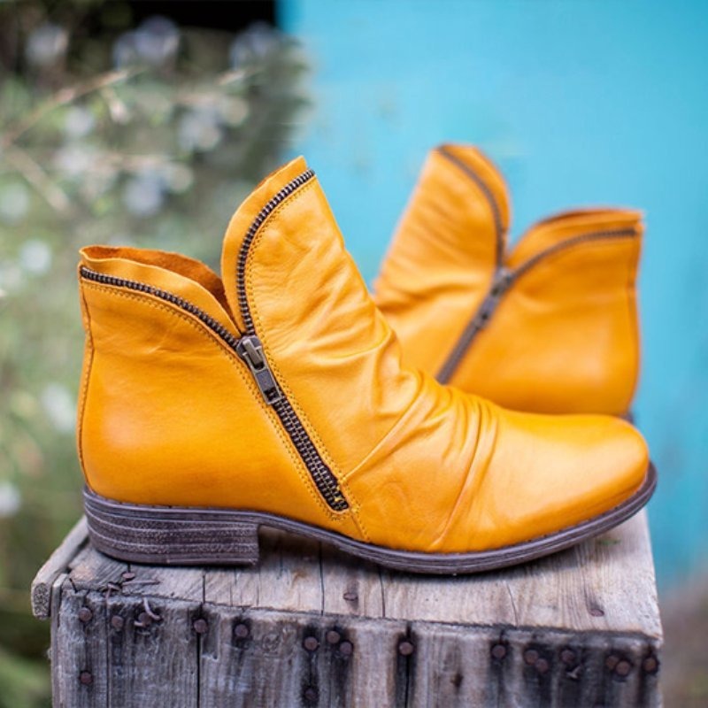 Autumn and winter new Europe and the United States hot selling thick heel double zipper ankle boots for women Martin boots