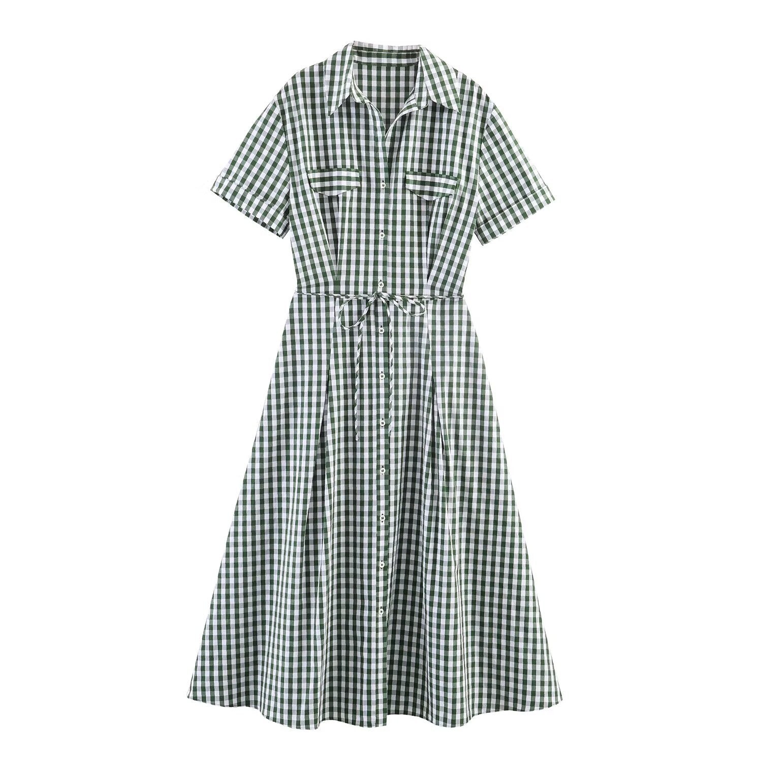 Retro commuting style shirt style dress