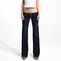 Y2K retro ultra-low waist flared jeans for women, streetwear slim fit fashion commuting pants, ins trend