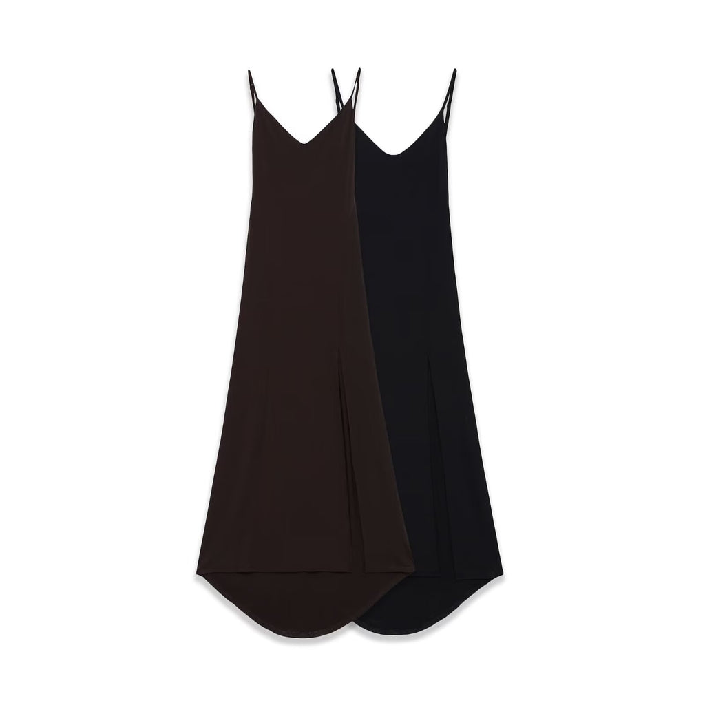 Versatile backless crepe fabric long camisole dress