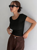 Solid Color Short Sleeve Round Neck Women's Yoga Top