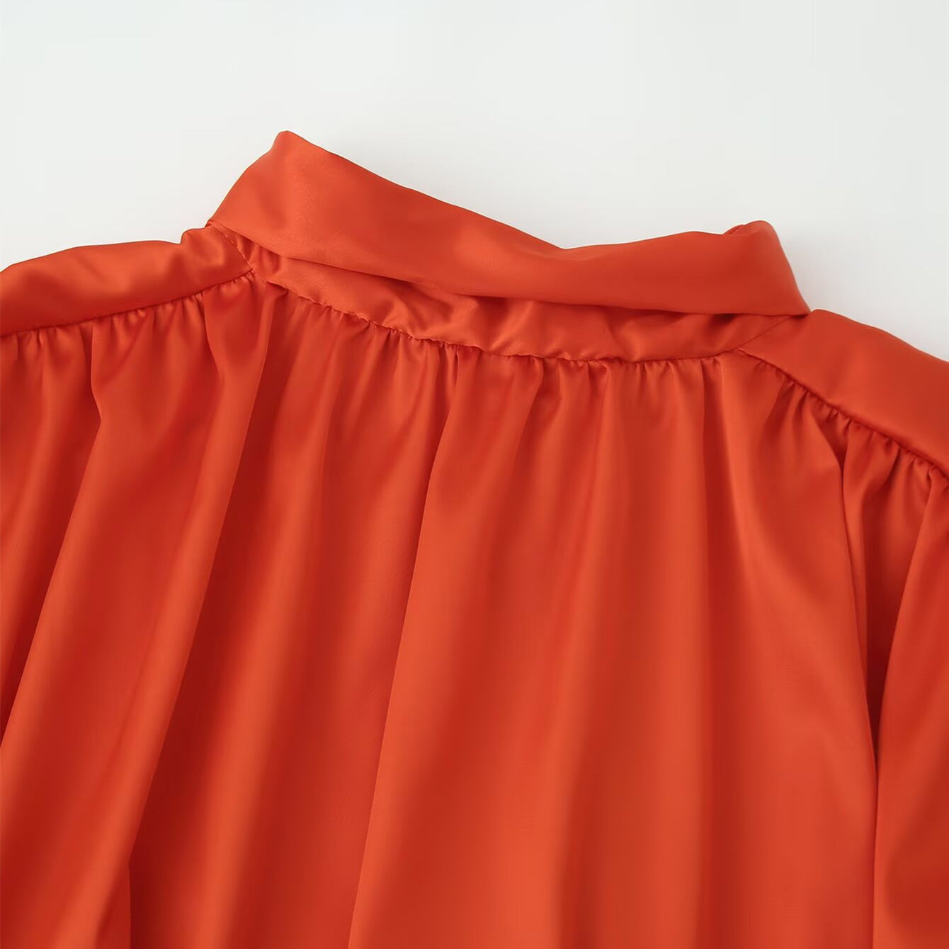Back lace up silk textured pleated shirt