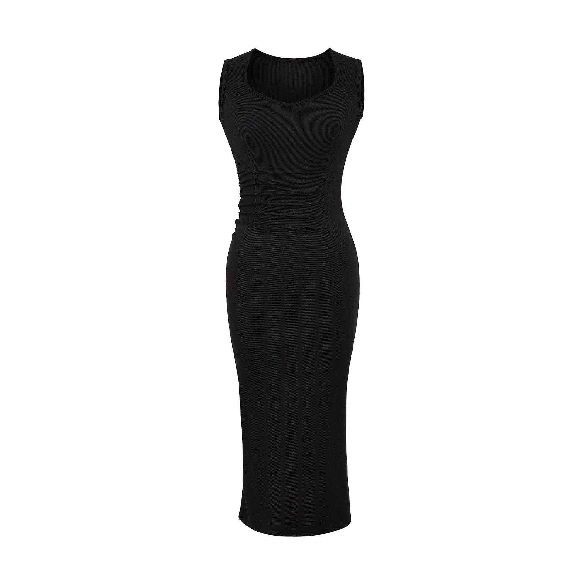 Chiffon Sleeveless A-Line Dress with Square Neck,Elegant Fit-and-Flare Midi Dress