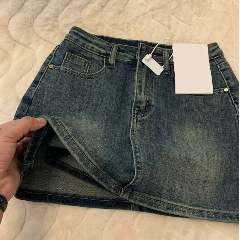 Vintage Denim Mini Skirt for Women