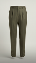 Olive Slate Tapered Wool Trousers